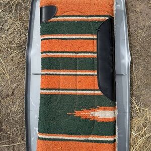 Striped Orange and Green Saddle Pad